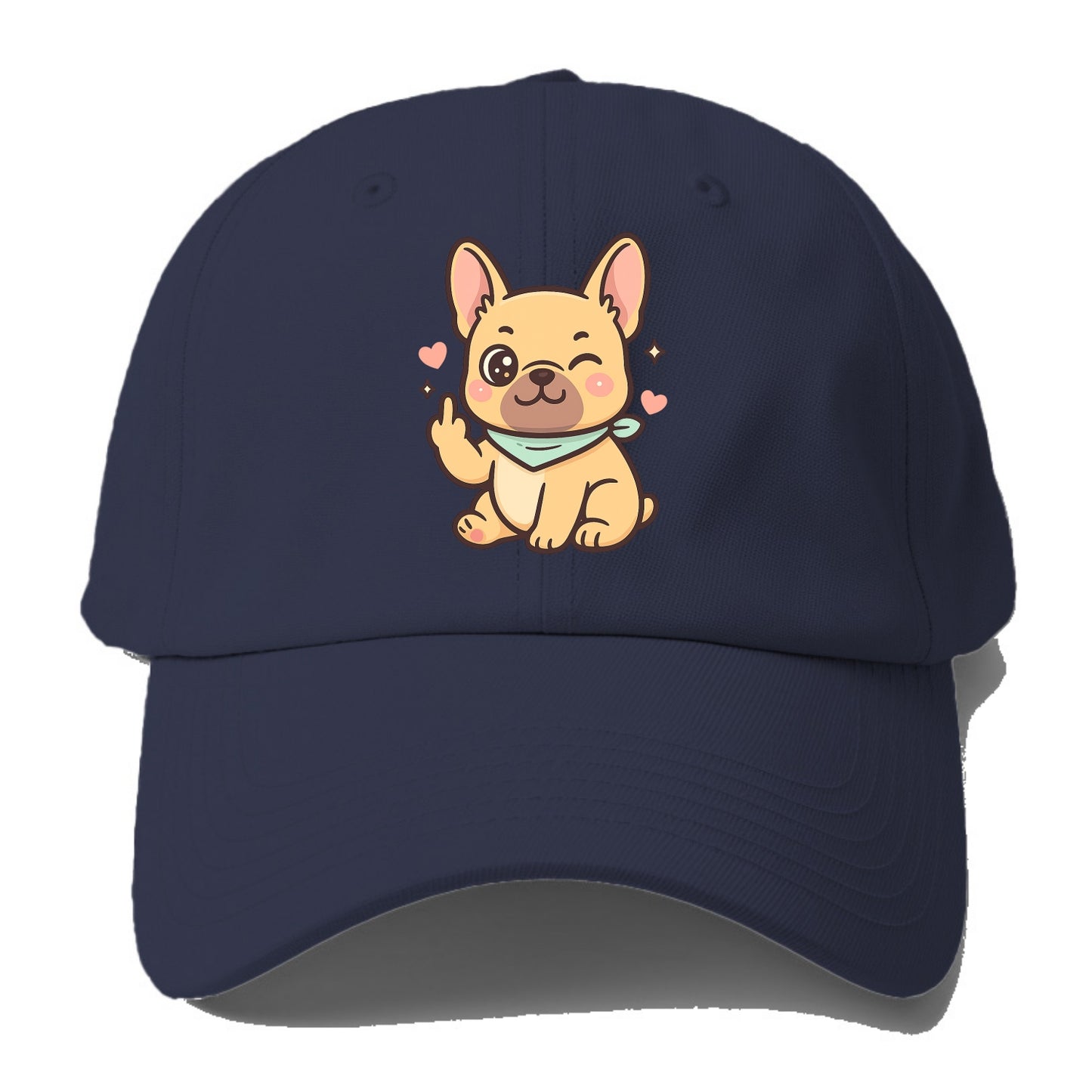 French Bulldog sitting with bat ears up, strong paw with sass - Baseball Cap For Big Heads - Twilight Navy(Blue)