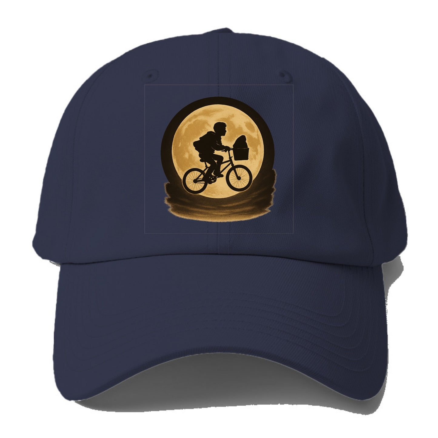 boy with bicycle flying across full moon with silhouette - Baseball Cap - Twilight Navy(Blue)