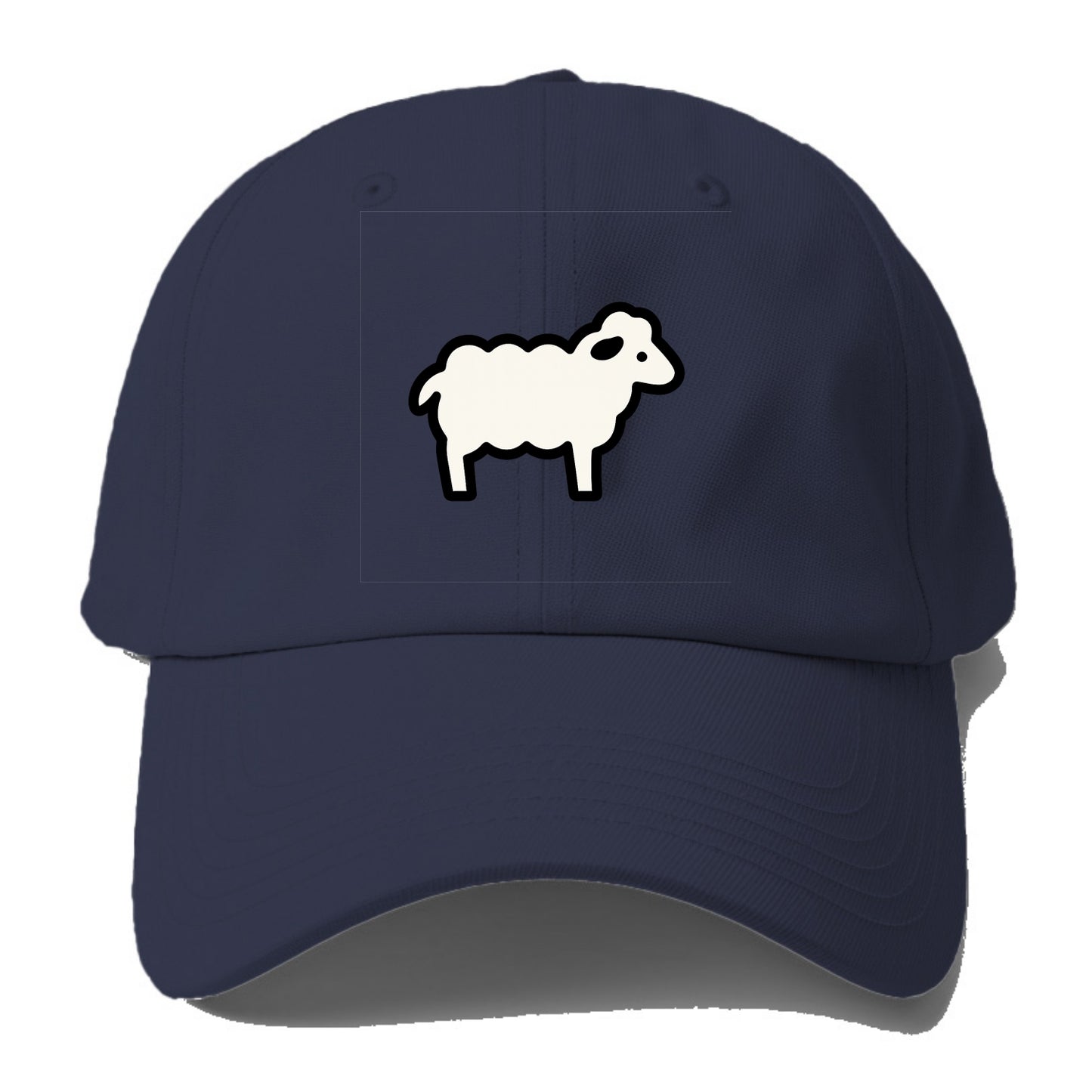 Sheep - White fluffy wool flat side profile - Baseball Cap - Twilight Navy(Blue)