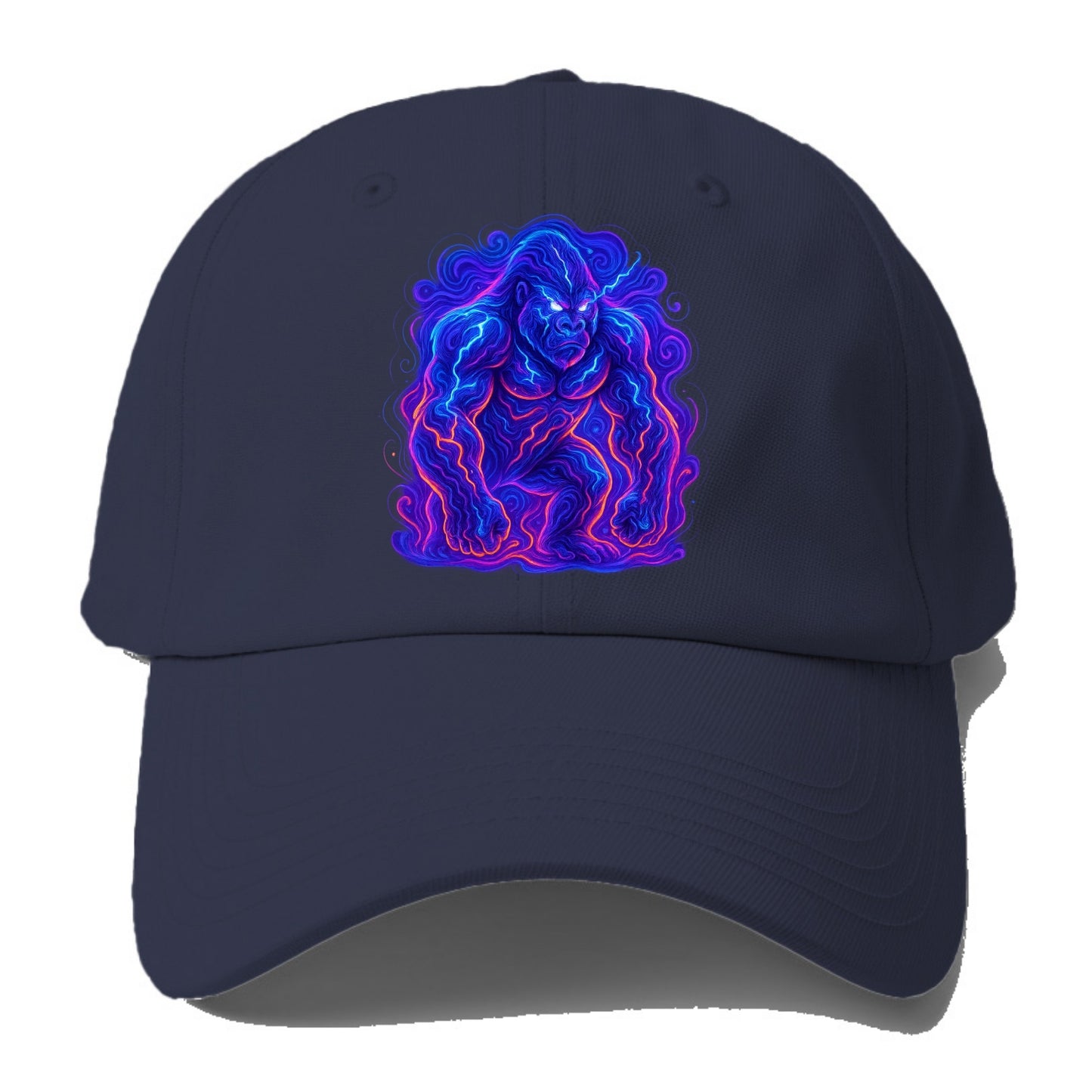 Mighty gorilla with electricity flowing through defined muscles, - Baseball Cap For Big Heads - Twilight Navy(Blue)