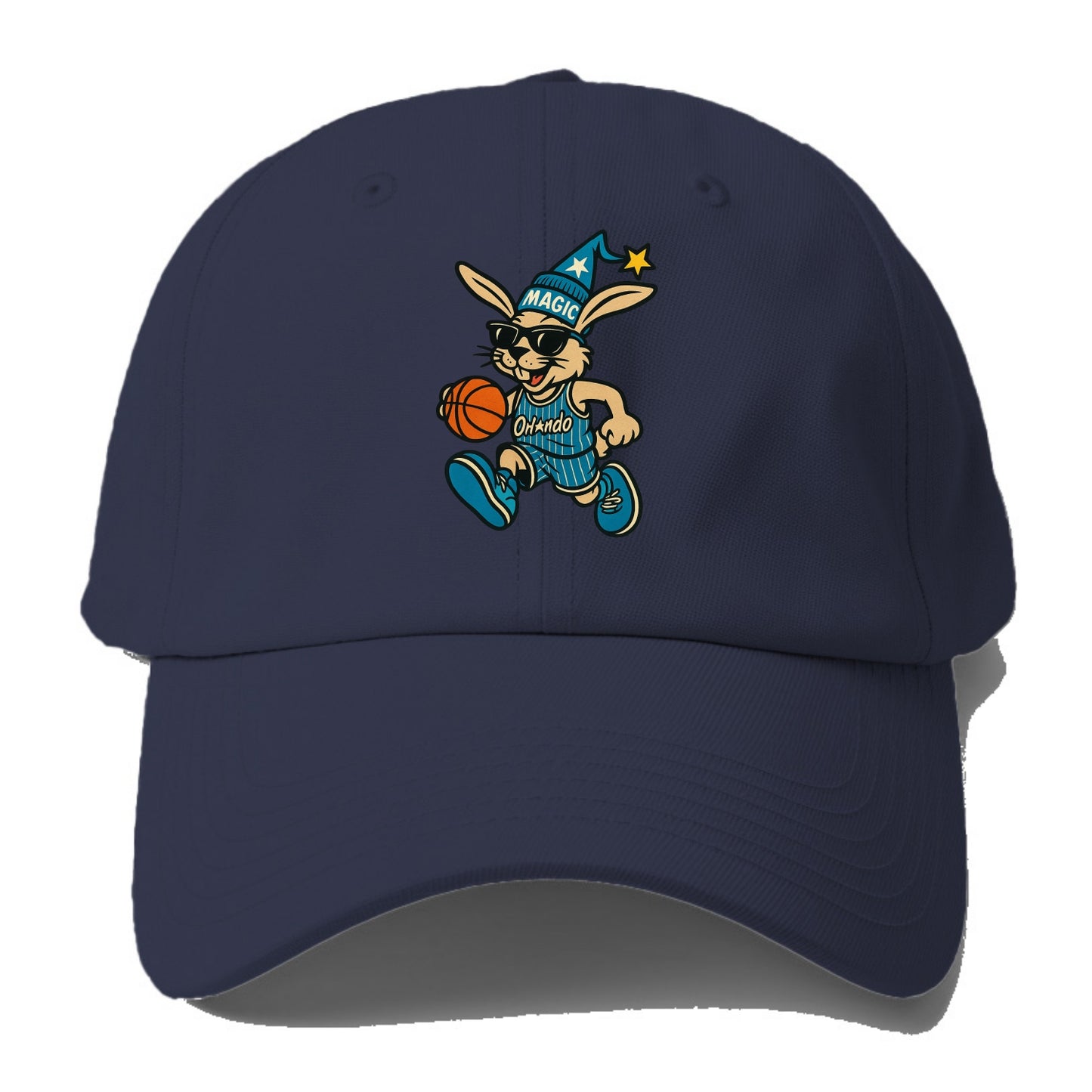 Orlando Rabbit wearing Magic blue and silver beanie with wizard hat - Baseball Cap For Big Heads - Twilight Navy(Blue)