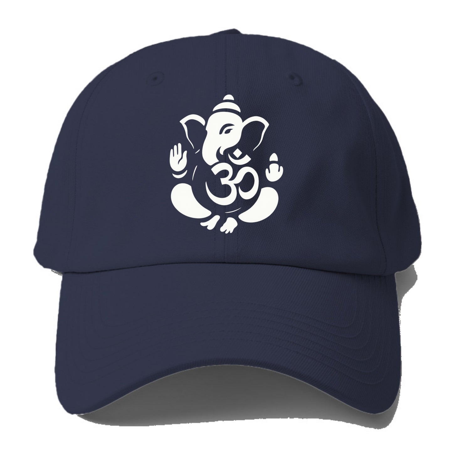 Ganesha elephant silhouette - negative space creates om symbol - Baseball Cap - Twilight Navy(Blue)