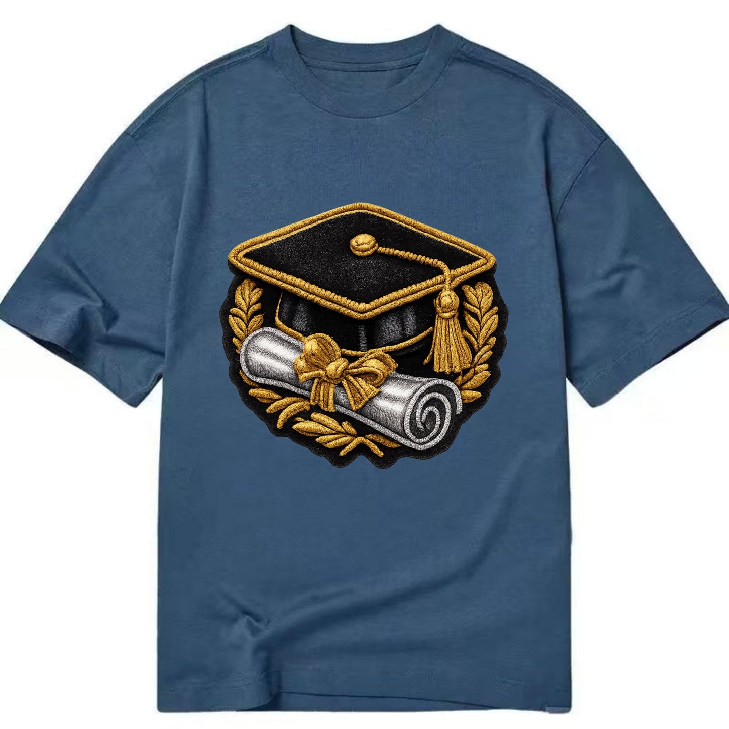 GRADUATION CAP - mortarboard with diploma in black and gold , achievement - Classic T-shirt - Twilight Navy(Blue)
