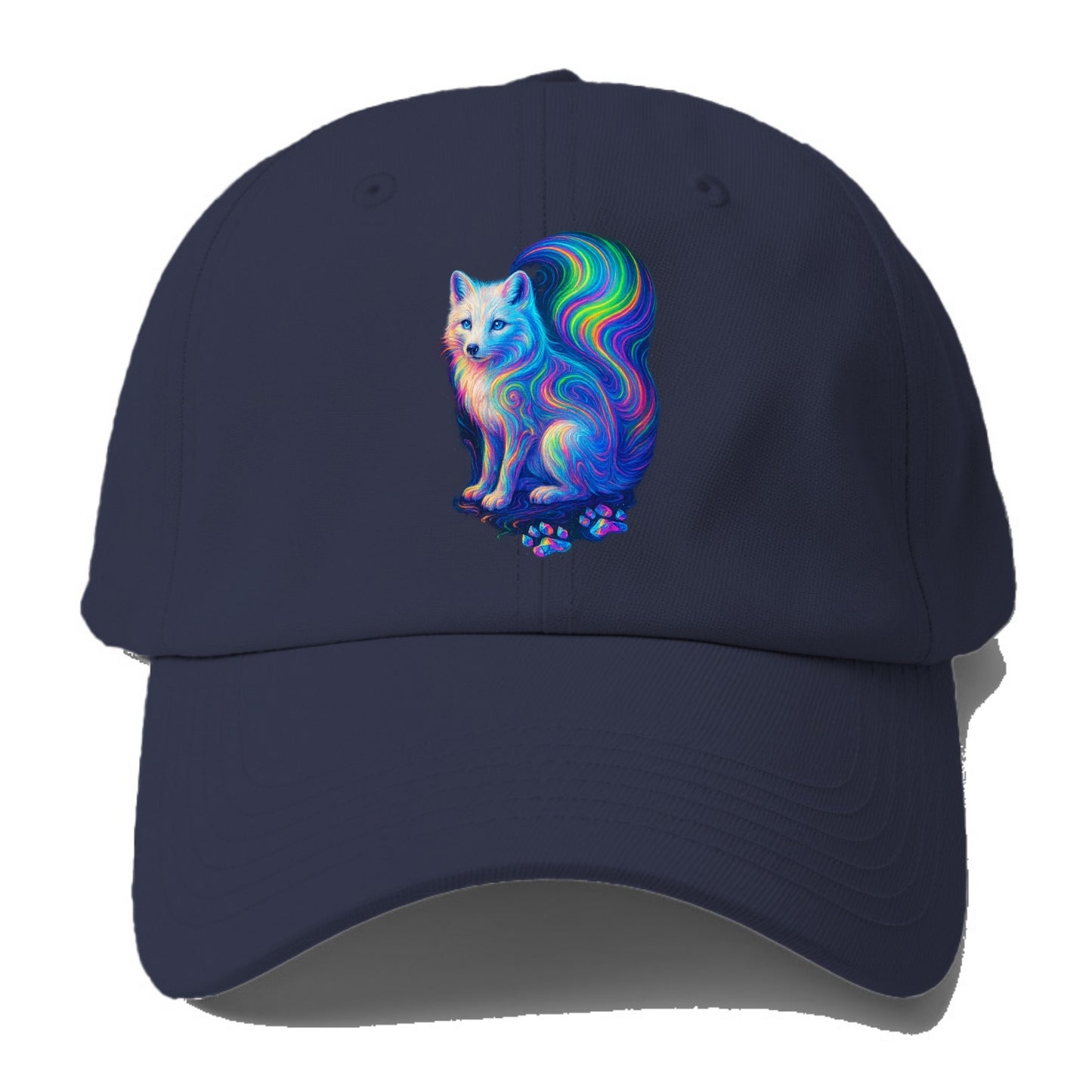 Graceful arctic fox with tail streaming aurora colors, white fur with - Baseball Cap For Big Heads - Twilight Navy(Blue)