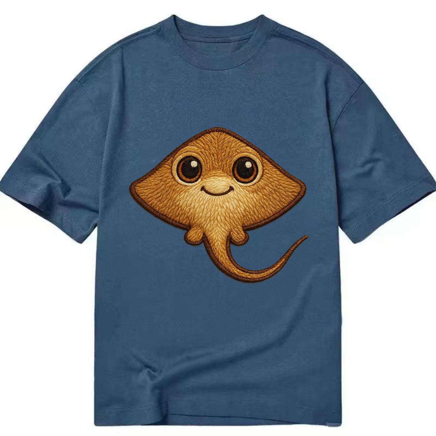 Baby Stingray - flat body, long tail, eyes on top, front-facing, friendly - Classic T-shirt - Twilight Navy(Blue)