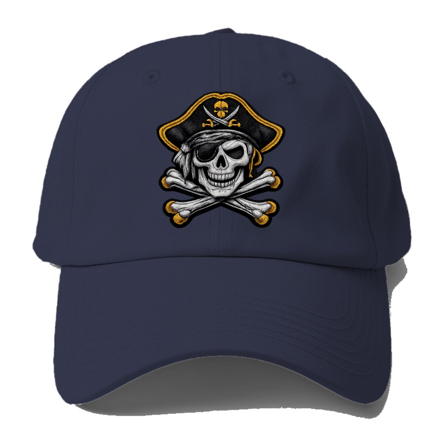 PIRATE SKULL - Jolly Roger skull in black and white , pirate - Baseball Cap - Twilight Navy(Blue)