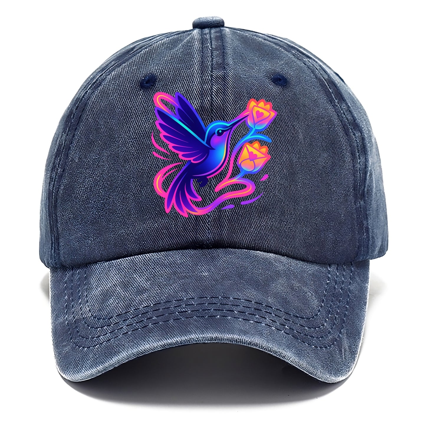 Hummingbird delivering miniature love letters tucked inside flower envelopes - Classic Cap - Twilight Navy(Blue)