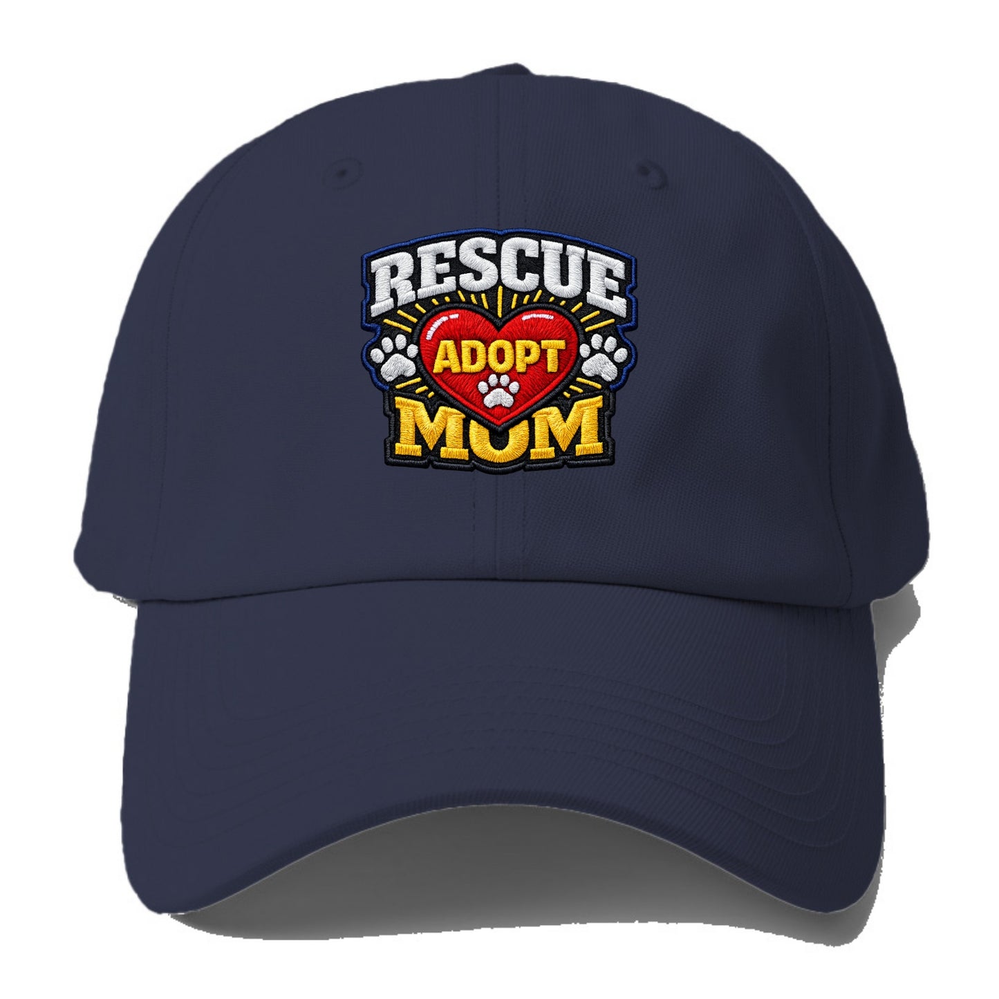 RESCUE MOM - heart with ADOPT text in red , shelter advocate - Baseball Cap For Big Heads - Twilight Navy(Blue)