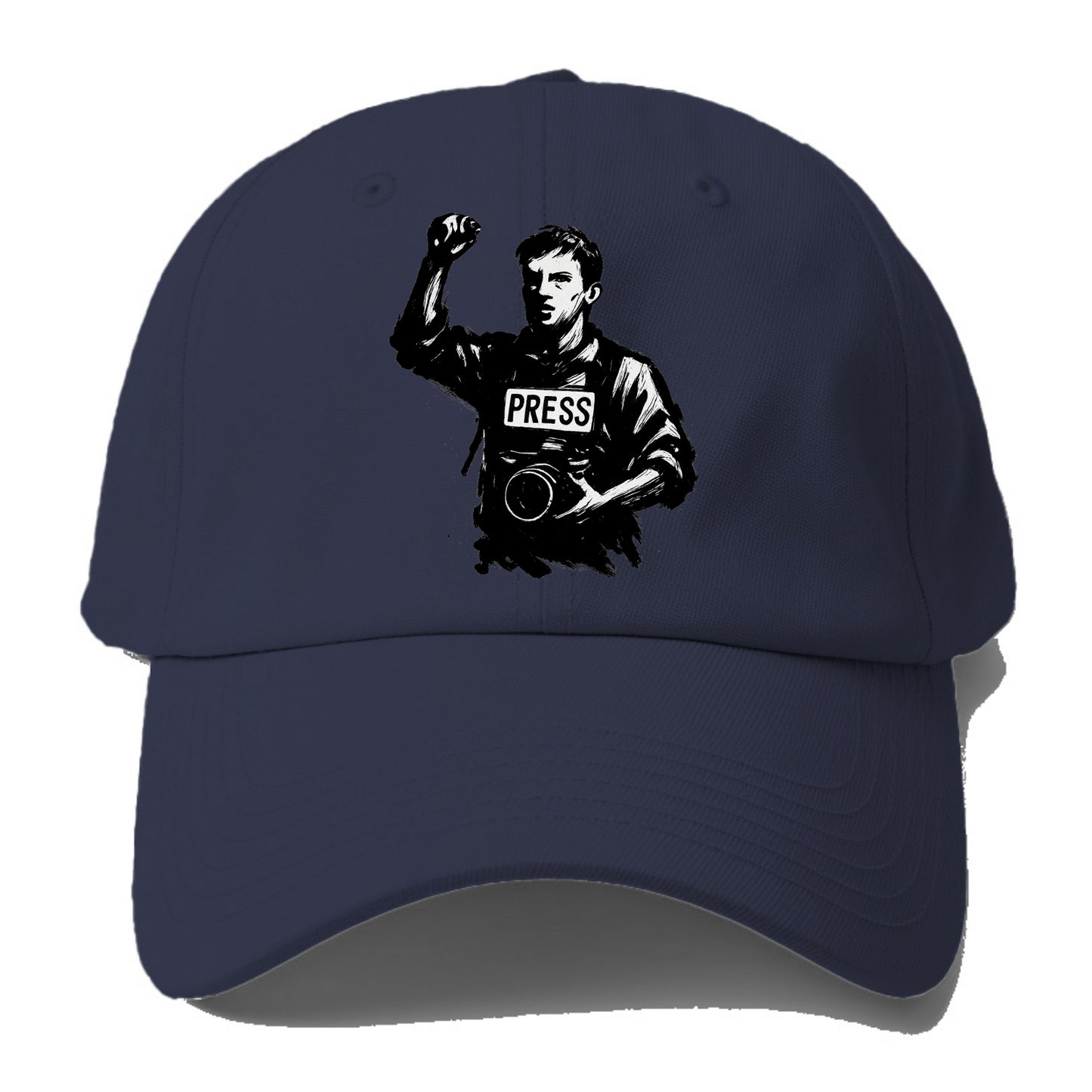 Journalist with camera - press freedom ink painting - Baseball Cap - Twilight Navy(Blue)