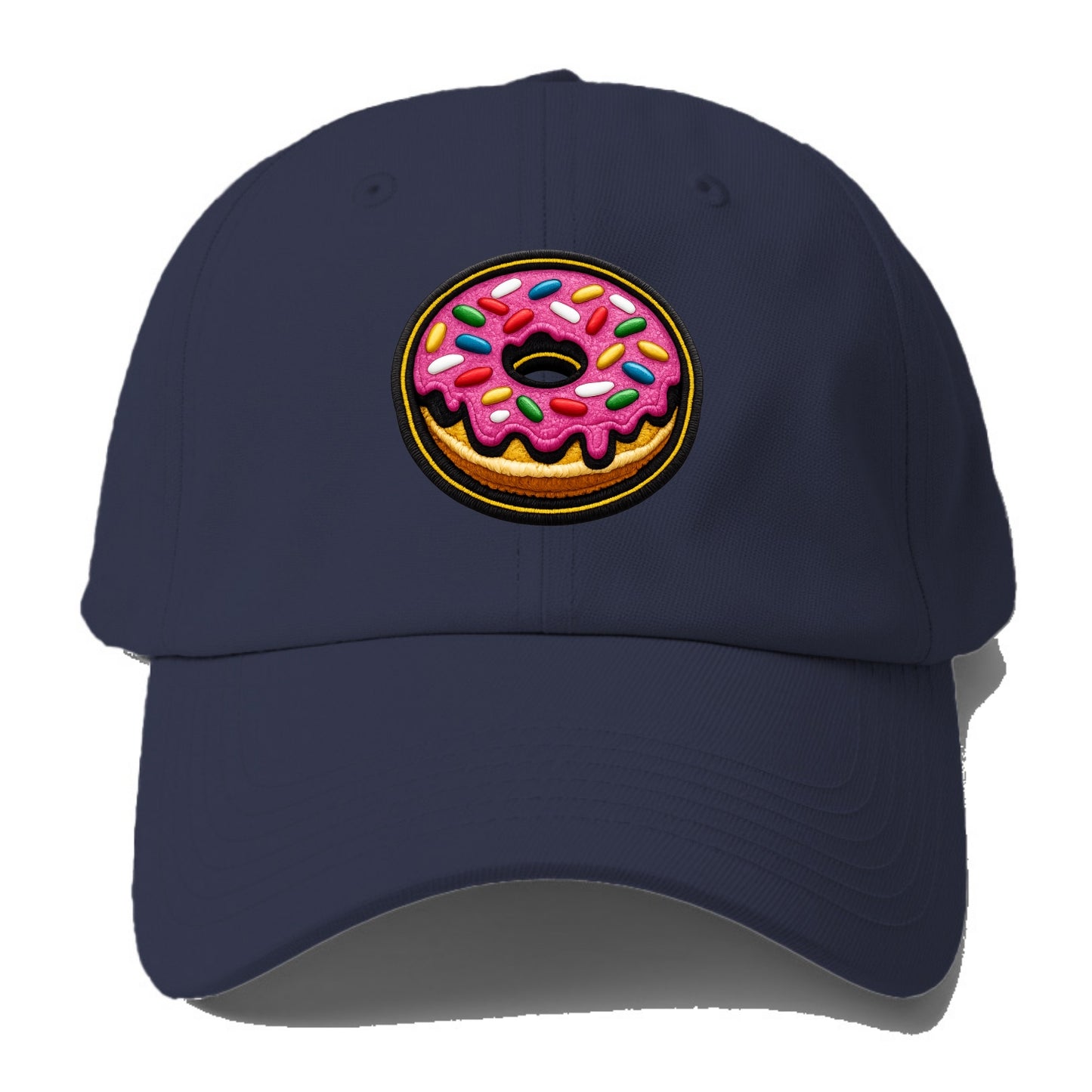 DONUT SPRINKLES - glazed donut with sprinkles in pink and rainbow , - Baseball Cap For Big Heads - Twilight Navy(Blue)