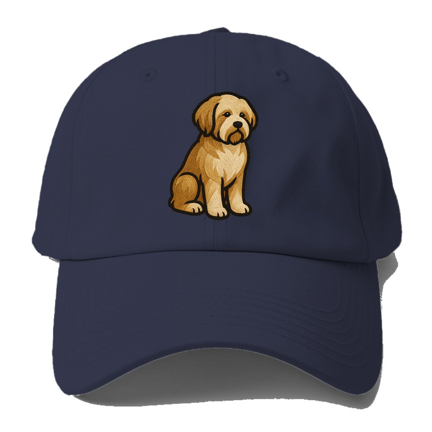 Tibetan Terrier - Gold and white embroidered sitting pose - Baseball Cap For Big Heads - Twilight Navy(Blue)