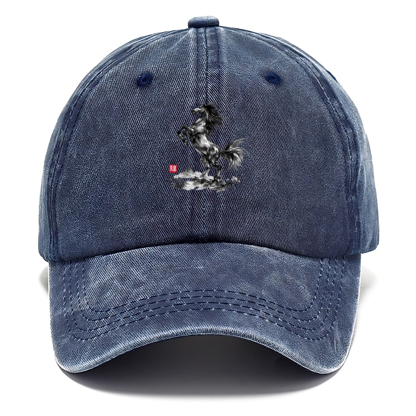 WILD STALLION | Powerful stallion rearing up | Windswept mane and tail | Mountain - Classic Cap - Twilight Navy(Blue)