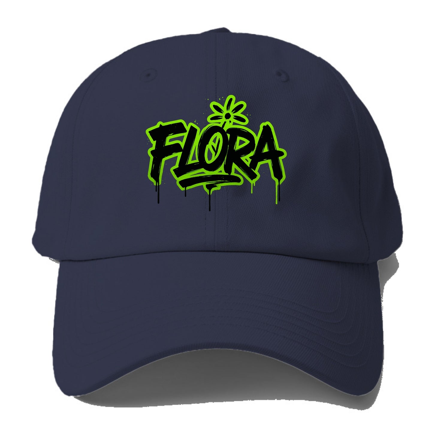 Bold typography design - "FLORA" - plant life, blooming - Baseball Cap For Big Heads - Twilight Navy(Blue)