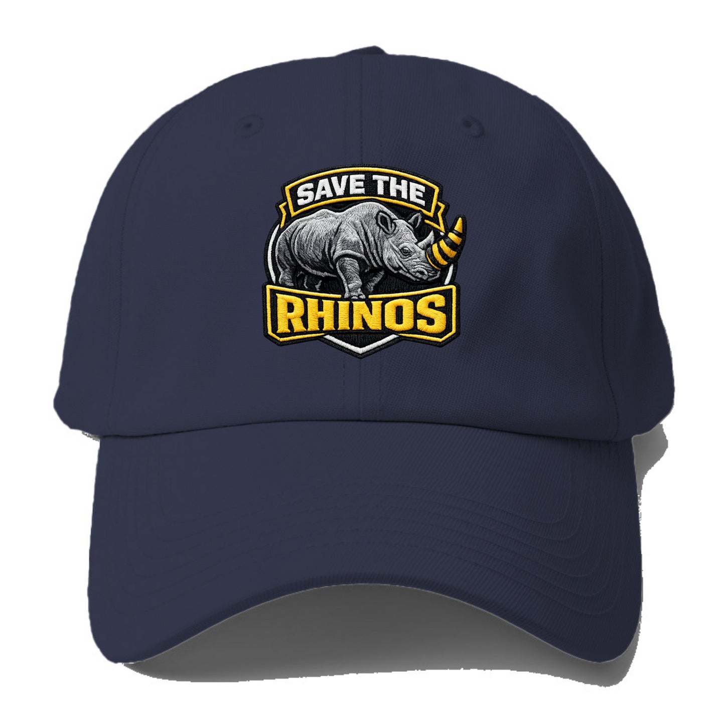 SAVE THE RHINOS - rhino silhouette in gray , horn protection - Baseball Cap - Twilight Navy(Blue)
