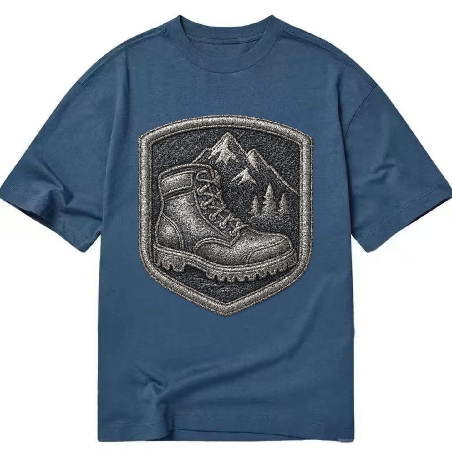 Hiking boots with mountain peak - hiker pride - Classic T-shirt - Twilight Navy(Blue)