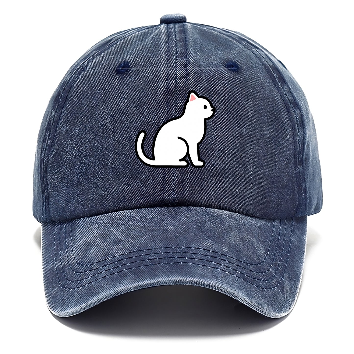 Domestic Shorthair - White classic flat side profile - Classic Cap - Twilight Navy(Blue)