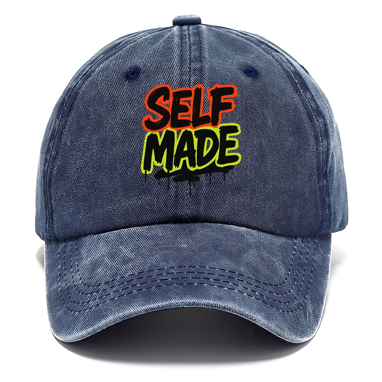 Bold typography design - "SELF MADE" - built from nothing, earned success - Classic Cap - Twilight Navy(Blue)