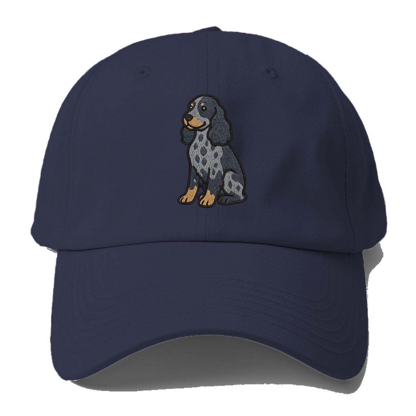 English Cocker Spaniel - Blue roan embroidered sitting pose - Baseball Cap For Big Heads - Twilight Navy(Blue)