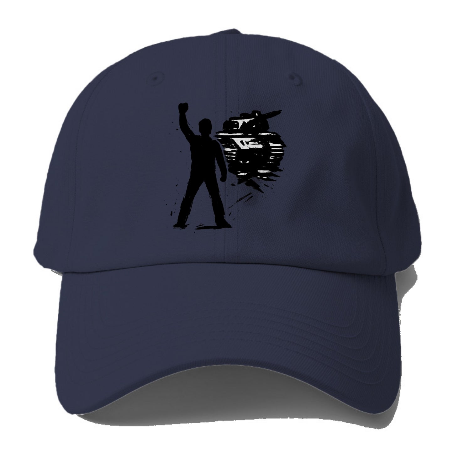 Single figure standing against tank - courage and resistance ink art - Baseball Cap - Twilight Navy(Blue)