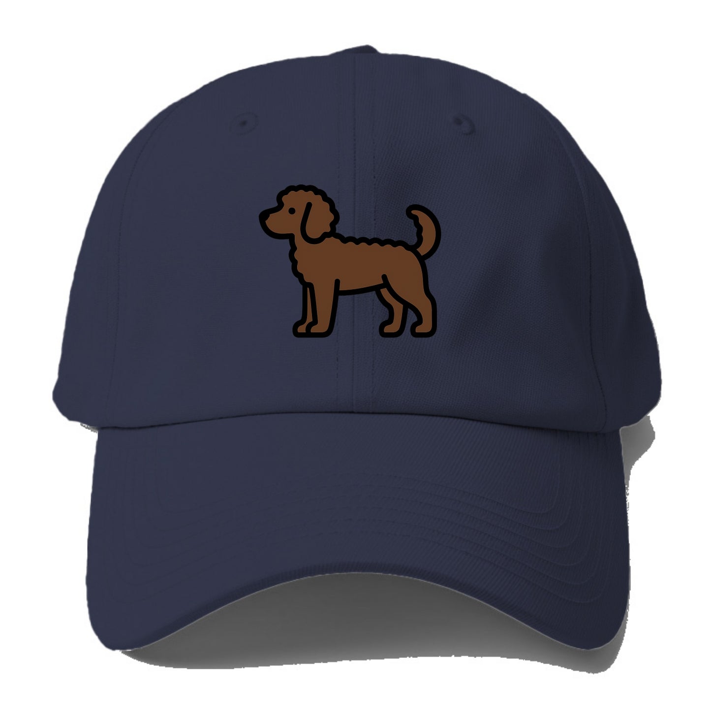 Labradoodle - Chocolate curly flat side profile - Baseball Cap For Big Heads - Twilight Navy(Blue)