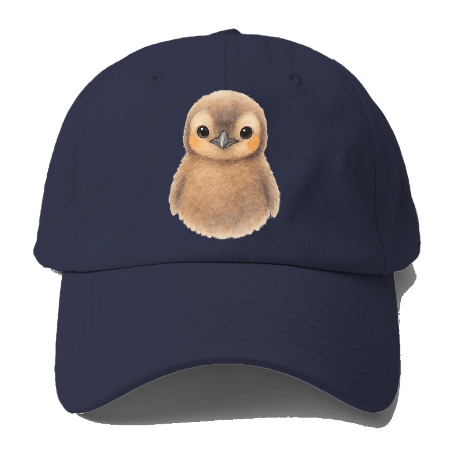 Baby King Penguin - orange cheek patches, fluffy brown, large eyes, front-facing, - Baseball Cap - Twilight Navy(Blue)