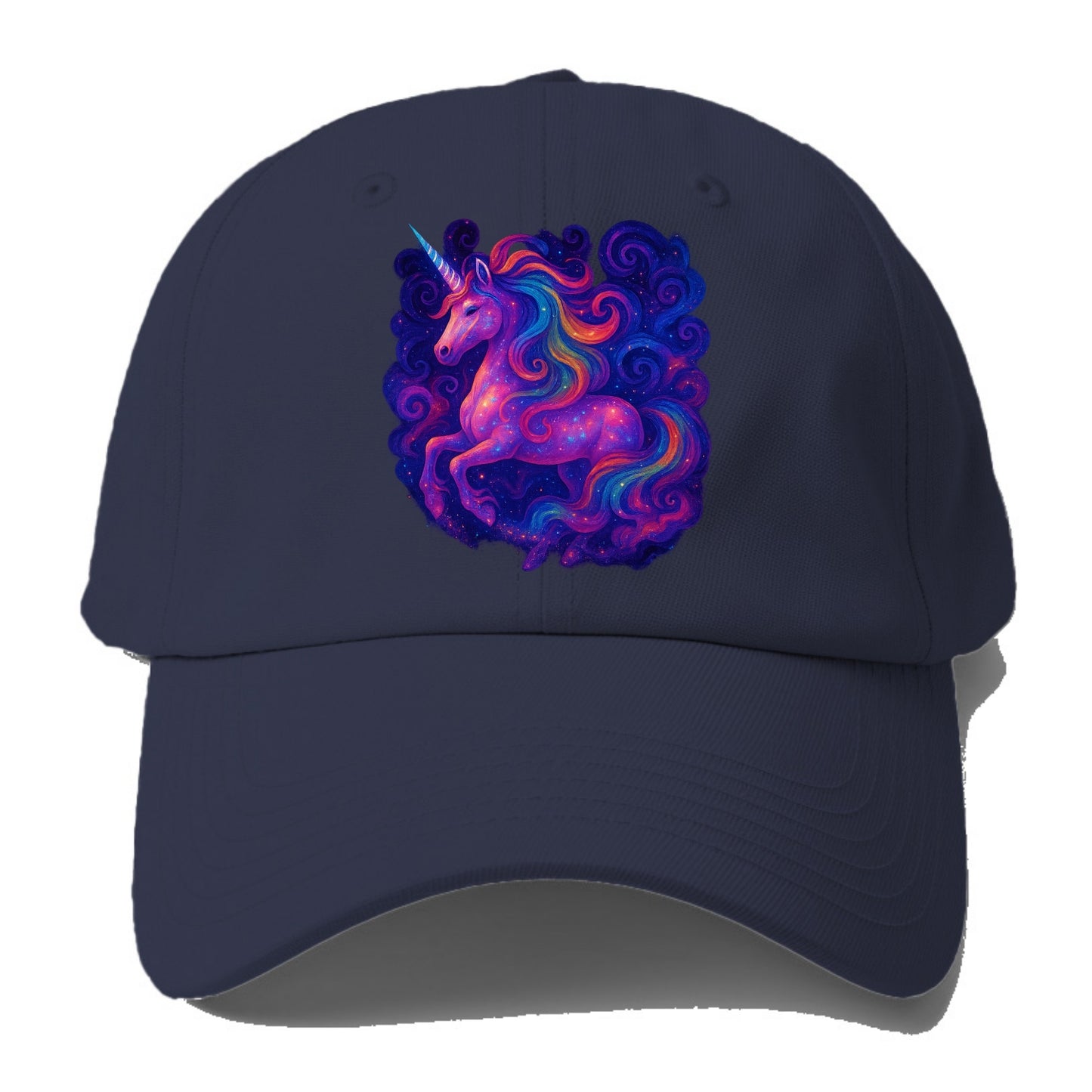 Magical unicorn with flowing rainbow gradient mane, iridescent horn with spiral - Baseball Cap - Twilight Navy(Blue)