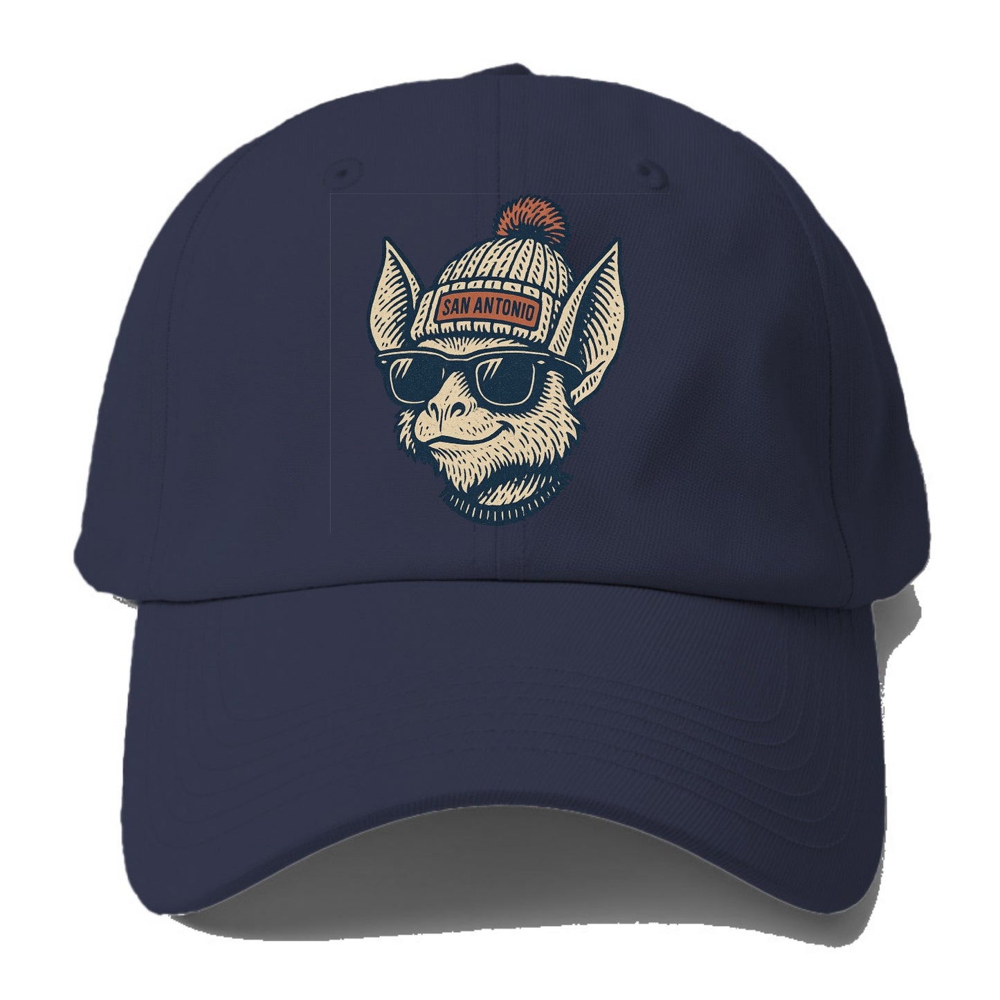 San Antonio Bat wearing San Antonio beanie with pom pom and wayfarer - Baseball Cap For Big Heads - Twilight Navy(Blue)