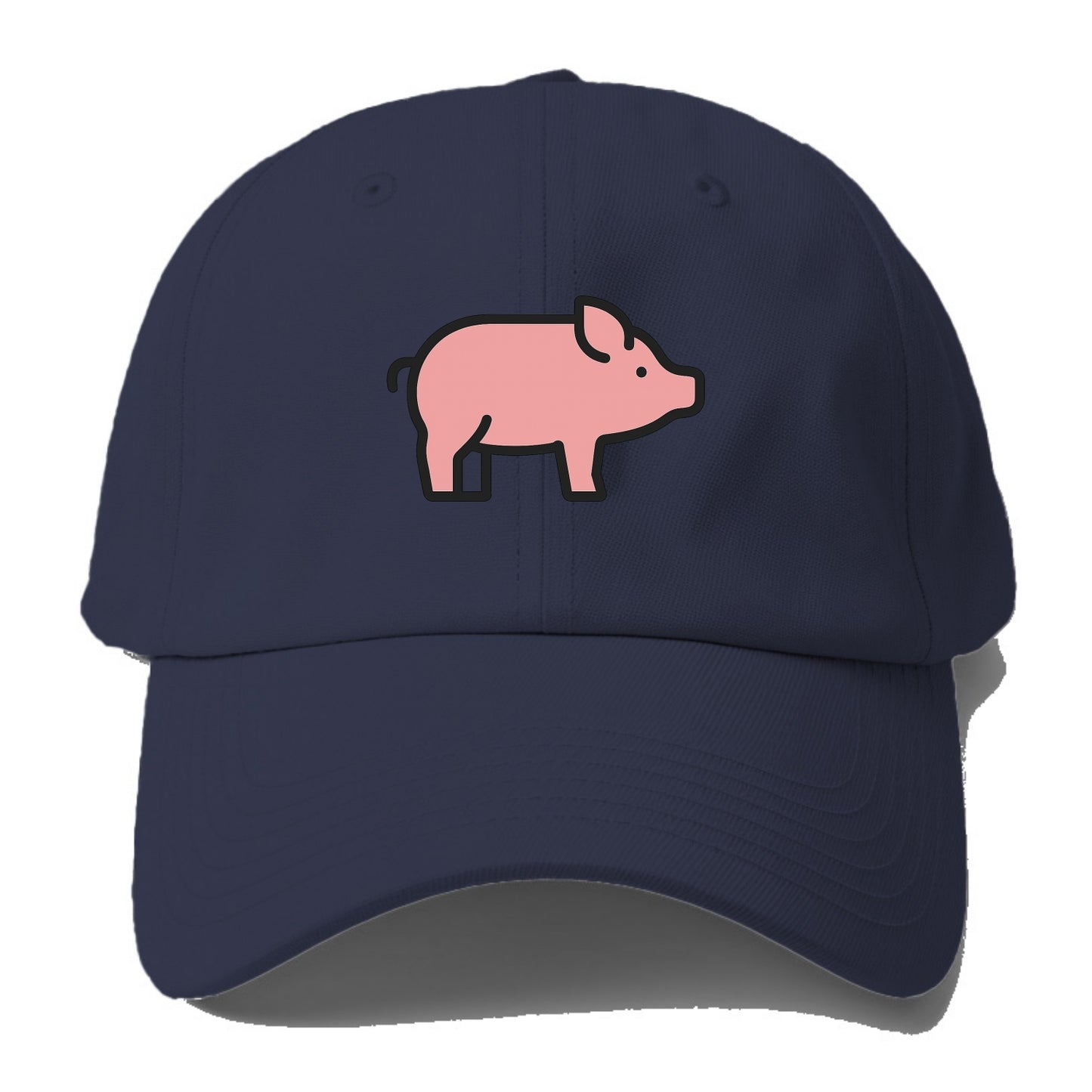 Pig - Pink farm pig flat side profile - Baseball Cap - Twilight Navy(Blue)