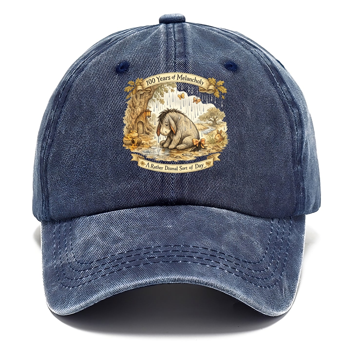 GLOOMY GLEN | Droopy figure in rain | Tattered tail bow | Pessimistic poetry | - Classic Cap - Twilight Navy(Blue)