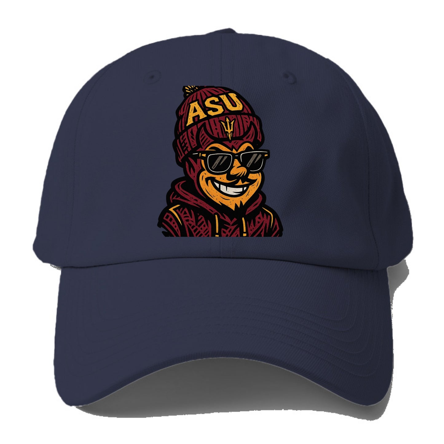 Tempe Sparky wearing Arizona State beanie with fork patch - Baseball Cap - Twilight Navy(Blue)