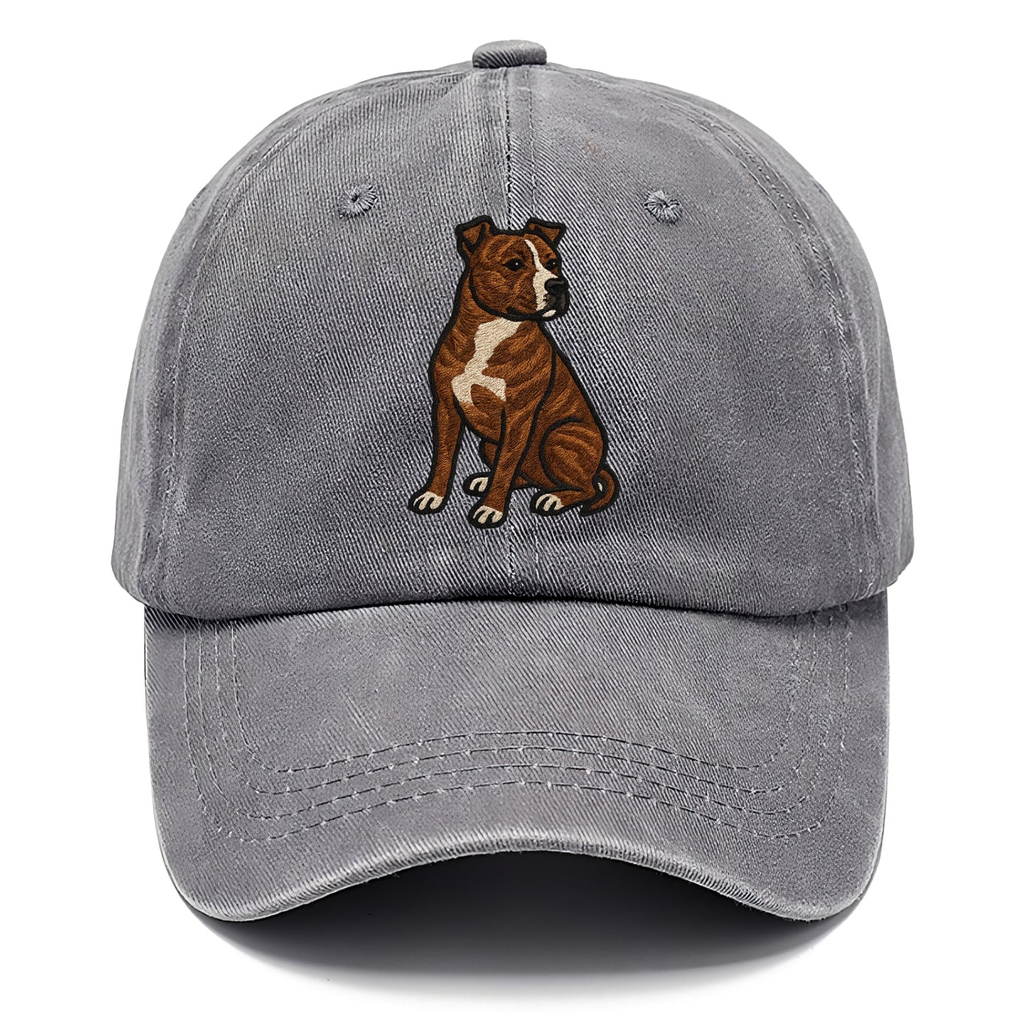 American Staffordshire Terrier - Brindle embroidered pose - Classic Cap - Urban Haze(Grey)