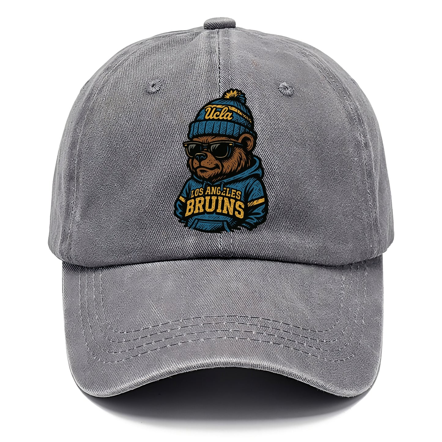 Los Angeles Bruin wearing UCLA beanie with script patch - Classic Cap - Urban Haze(Grey)