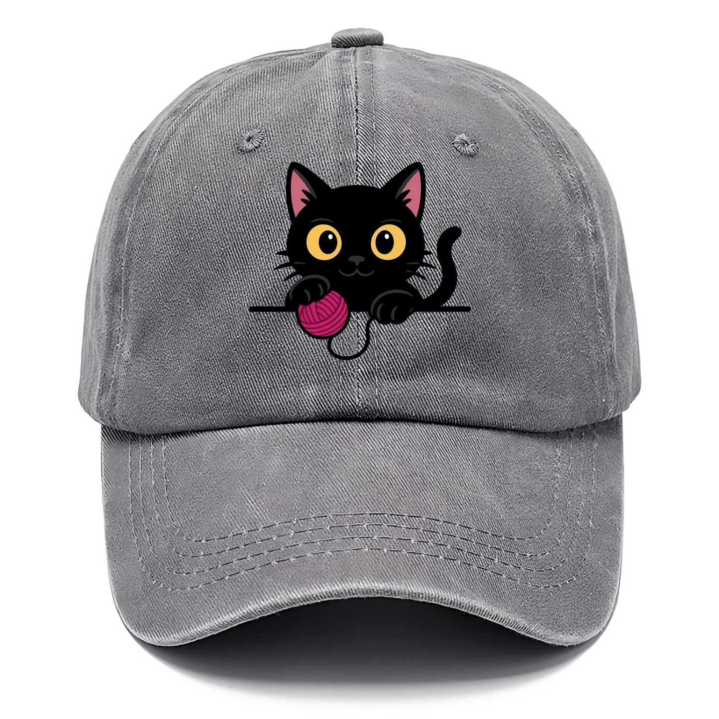 Midnight the black cat tapping the ledge rhythmically with one bright claw. - Classic Cap - Urban Haze(Grey)