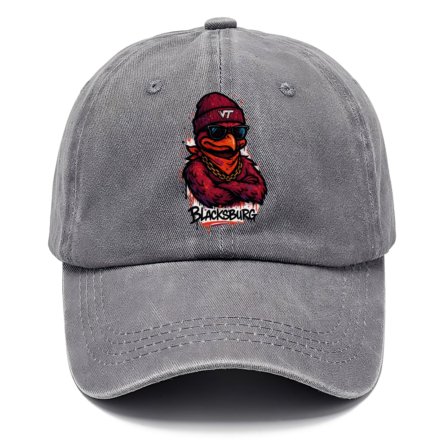 Blacksburg HokieBird wearing Virginia Tech beanie with VT patch - Classic Cap - Urban Haze(Grey)