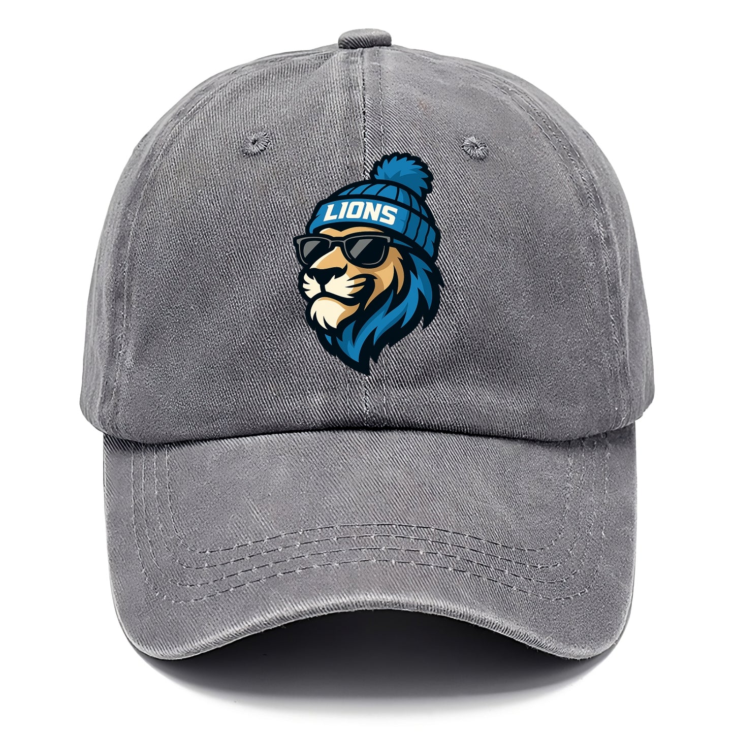 Detroit Lion wearing Lions Honolulu blue and silver beanie with pom pom and wayfarer - Classic Cap - Urban Haze(Grey)