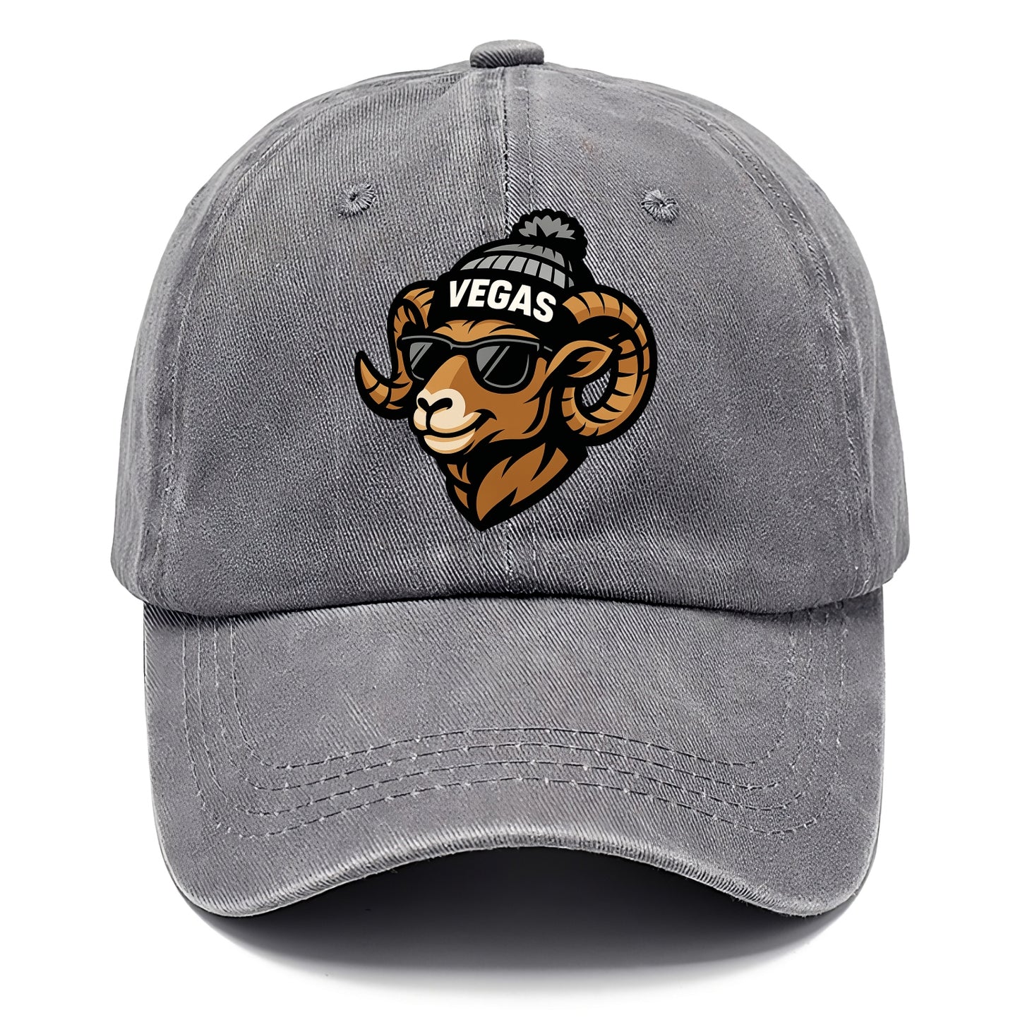 Vegas Desert Bighorn wearing Raiders silver and black beanie with pom pom and - Classic Cap - Urban Haze(Grey)