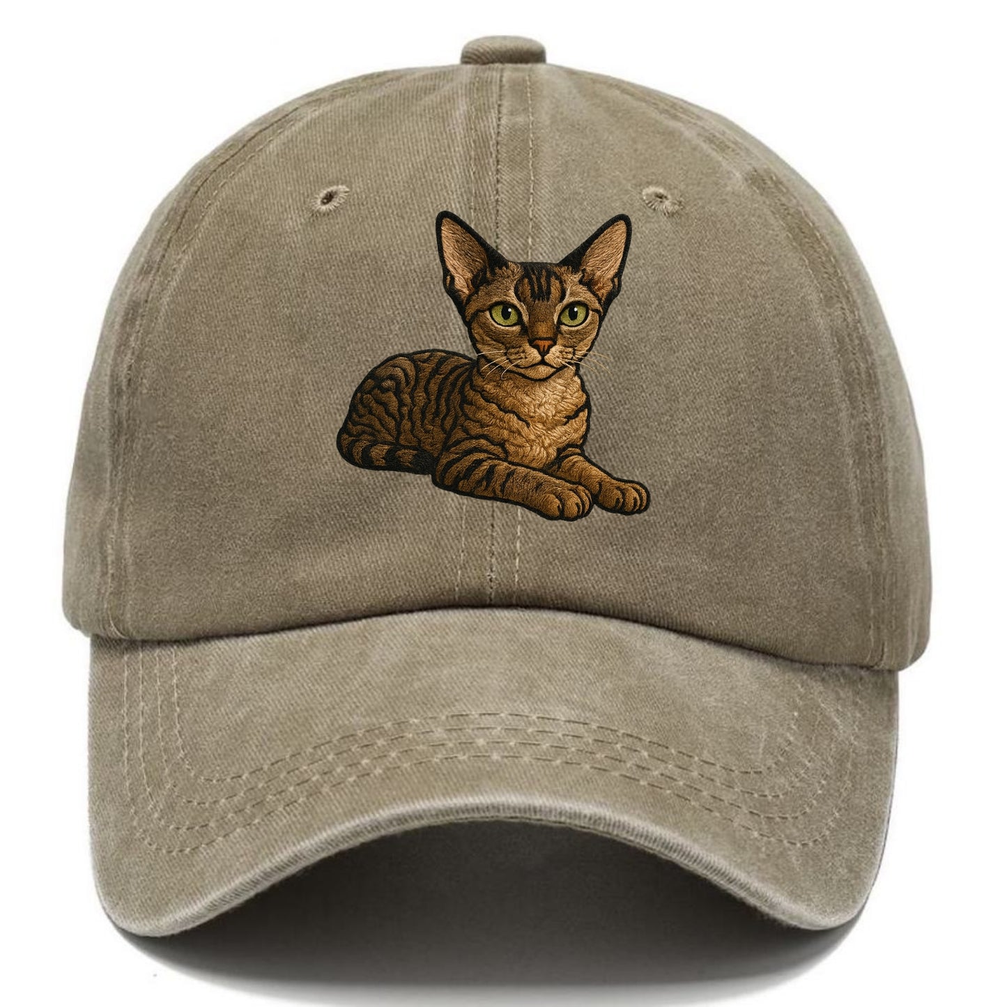 Devon Rex relaxed lying down with head Classic Cap - Warm Sand(Khaki)