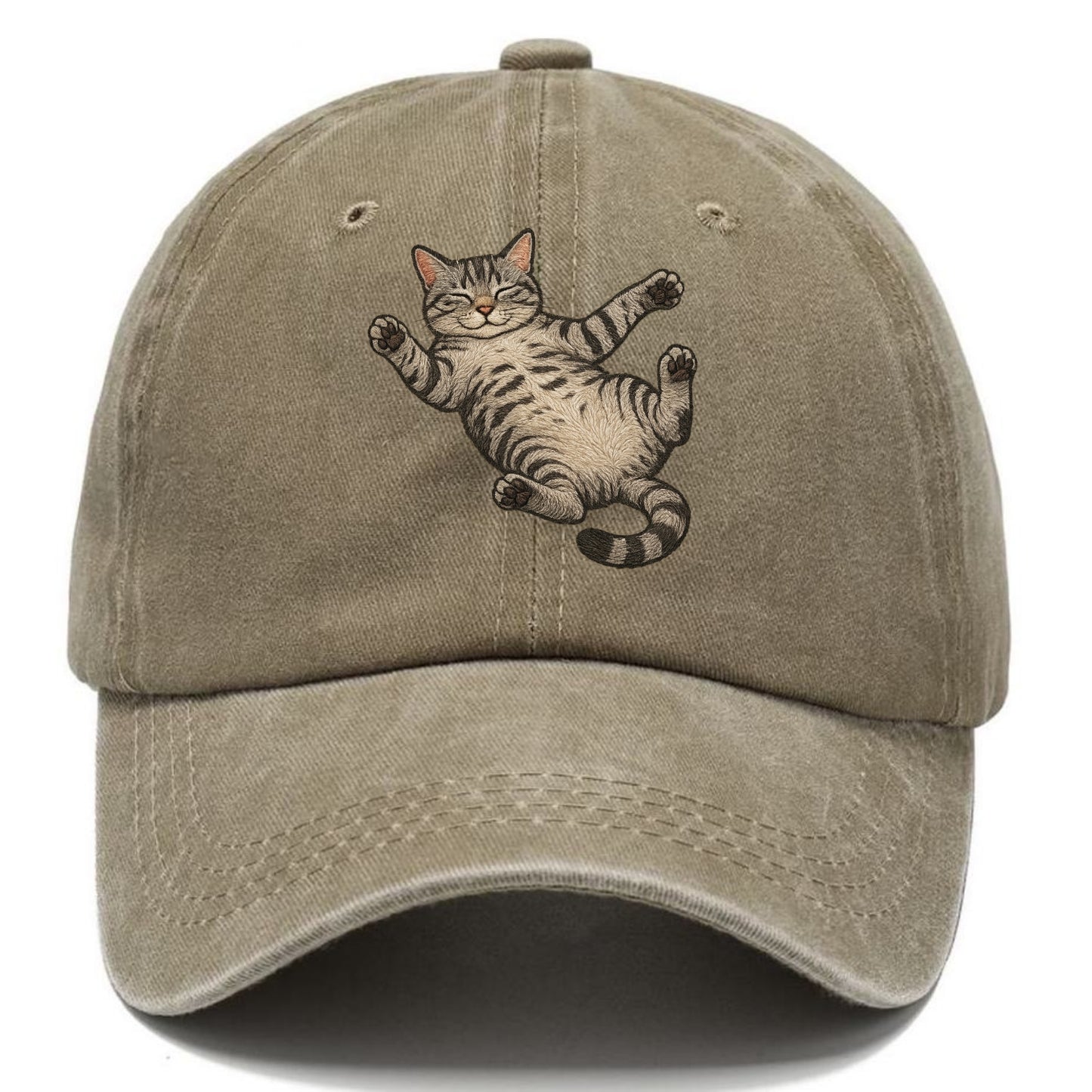 American Shorthair fully relaxed sprawl Classic Cap - Warm Sand(Khaki)