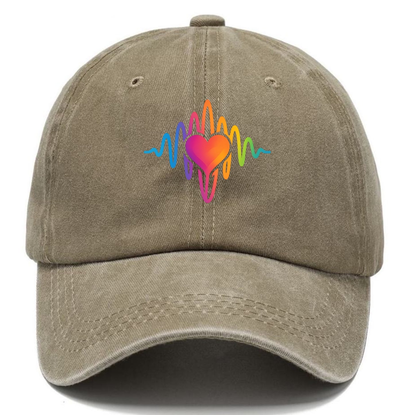 Love Frequency - Sound waves in rainbow Classic Cap - Warm Sand(Khaki)