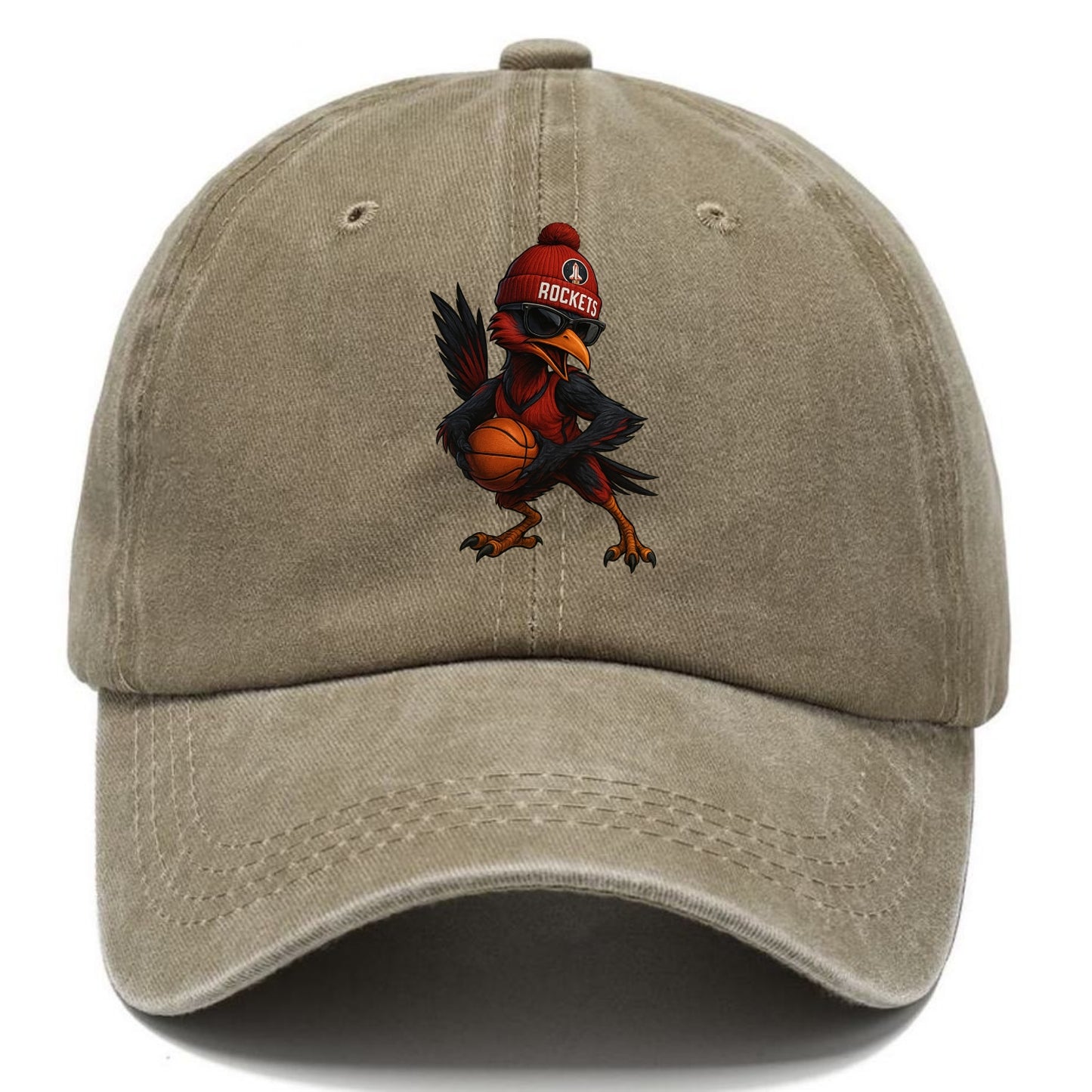 Houston Roadrunner wearing Rockets beanie with launch pad patch and wayfarer - Classic Cap - Warm Sand(Khaki)