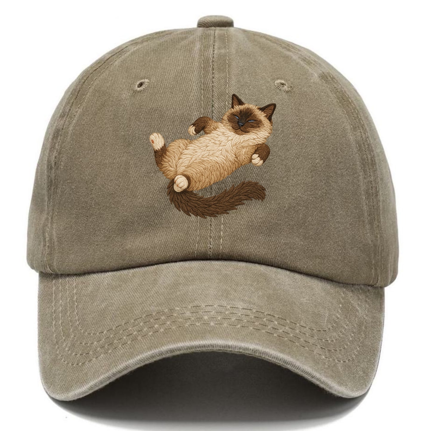 Birman fully relaxed sprawled out embro Classic Cap - Warm Sand(Khaki)