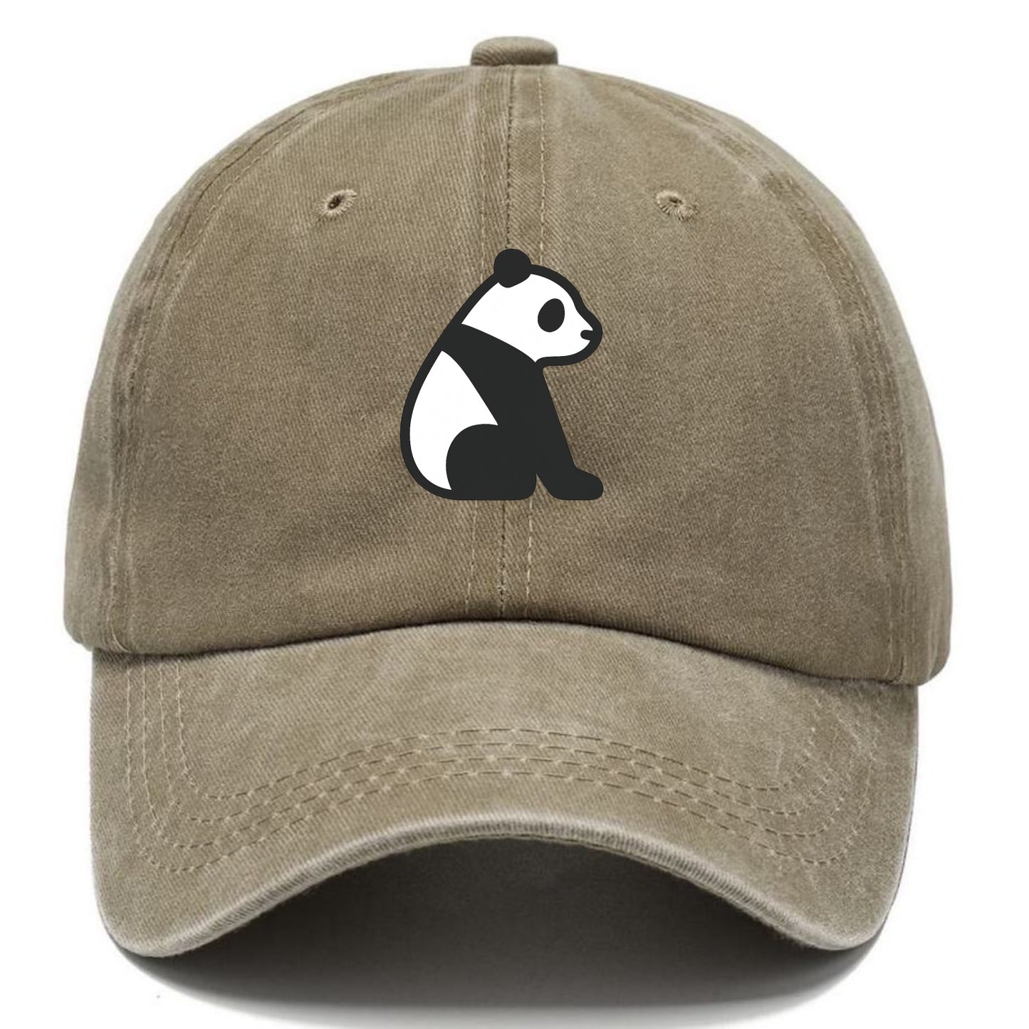 Panda - Black and white sitting pose flat side profile - Classic Cap - Warm Sand(Khaki)