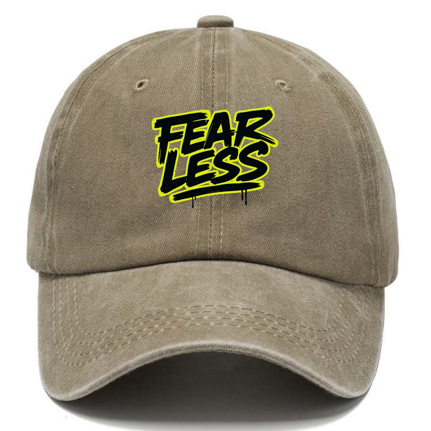Bold typography design - "FEARLESS" - courage, bravery, facing challenges head on - Classic Cap - Warm Sand(Khaki)