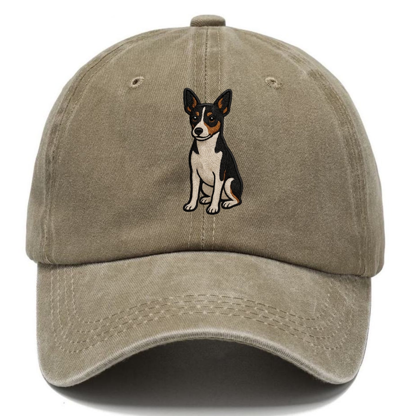 Rat Terrier - Tri-color embroidered pose Classic Cap - Warm Sand(Khaki)