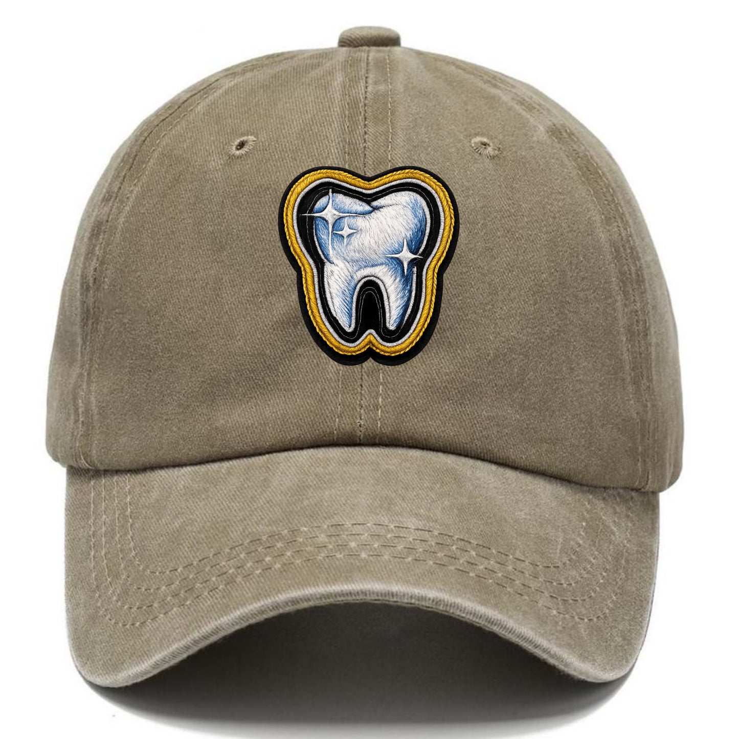 DENTAL TOOTH - molar with sparkle in white and blue , dentist - Classic Cap - Warm Sand(Khaki)