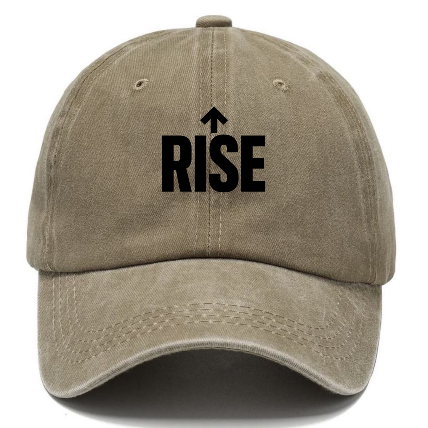 Bold typography design - "RISE" - getting up, ascending, elevating - Classic Cap - Warm Sand(Khaki)