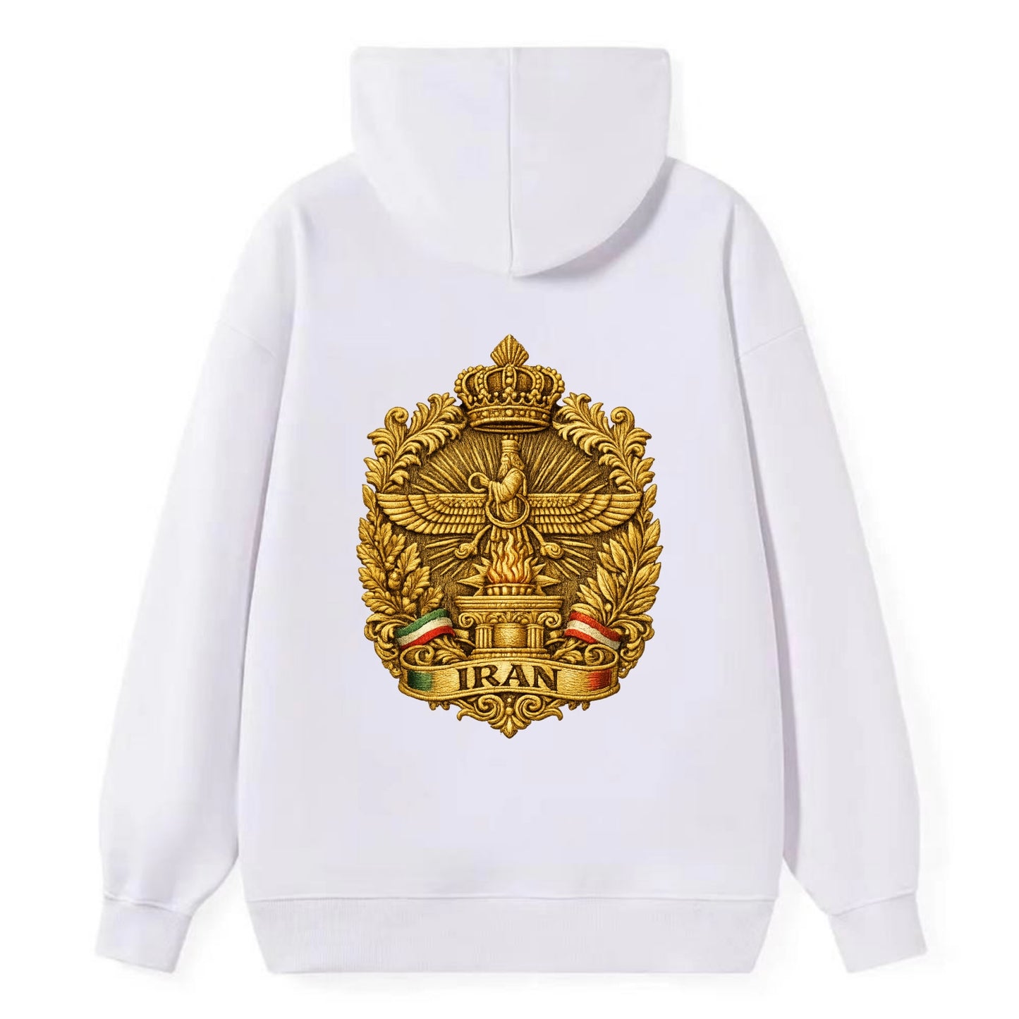 Iran Fire Temple Emblem - Classic Pullover Hoodie - White