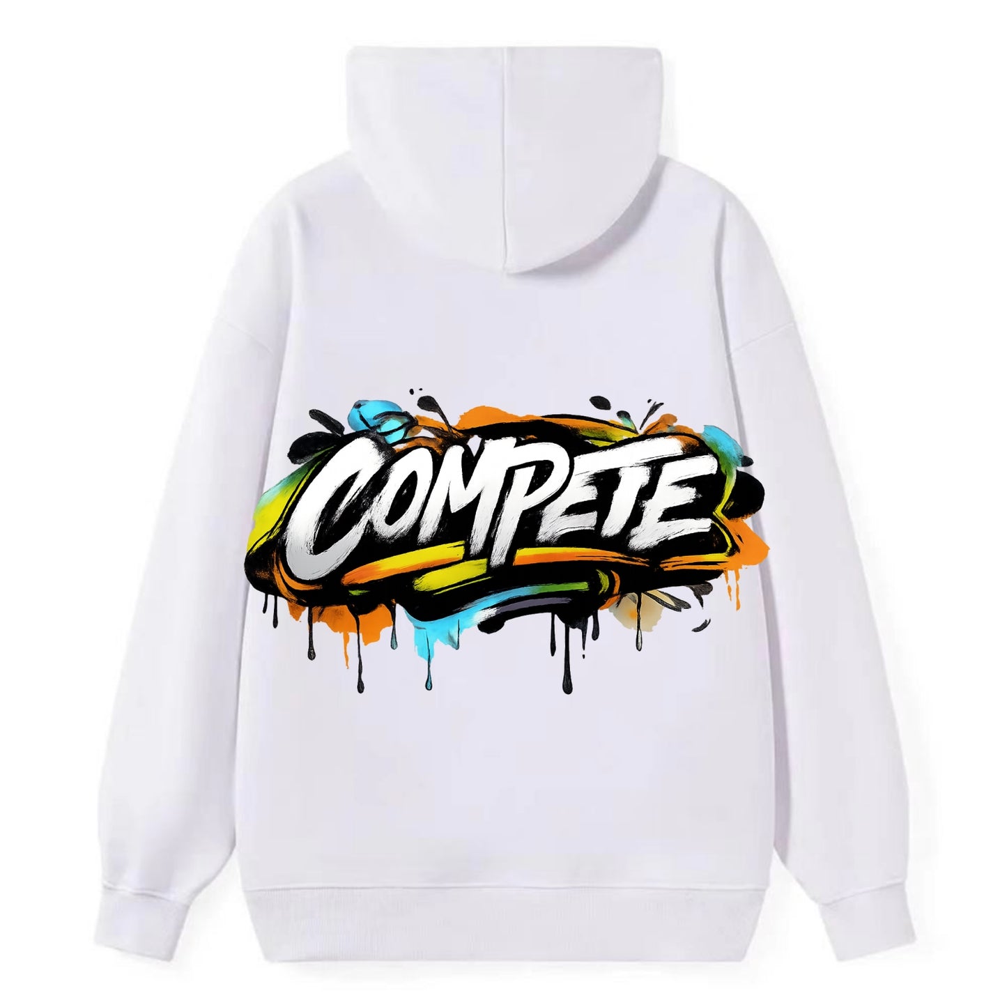 Bold typography design - "COMPETE" - competitive spirit, love the game - Classic Pullover Hoodie - White