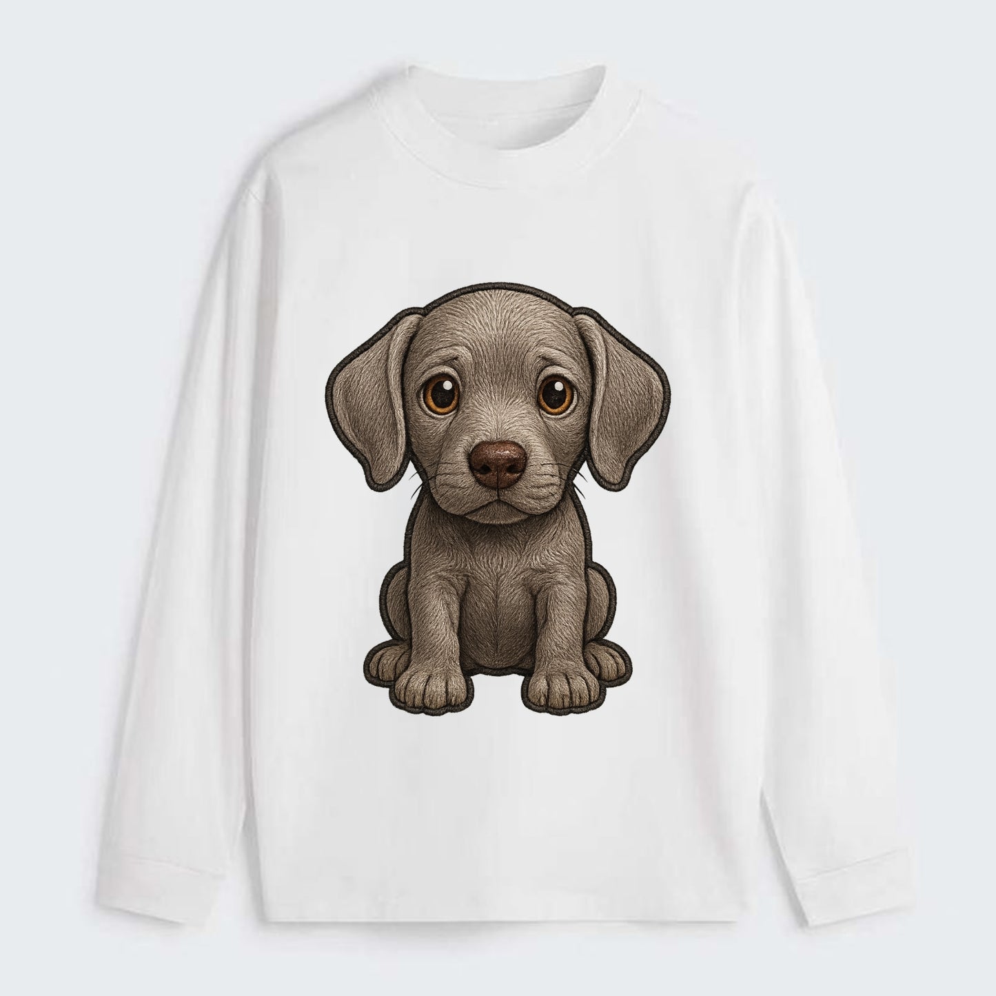 Baby Weimaraner Puppy - silver-gray coat, amber eyes, sleek body, - Classic Long Sleeve Shirt - White