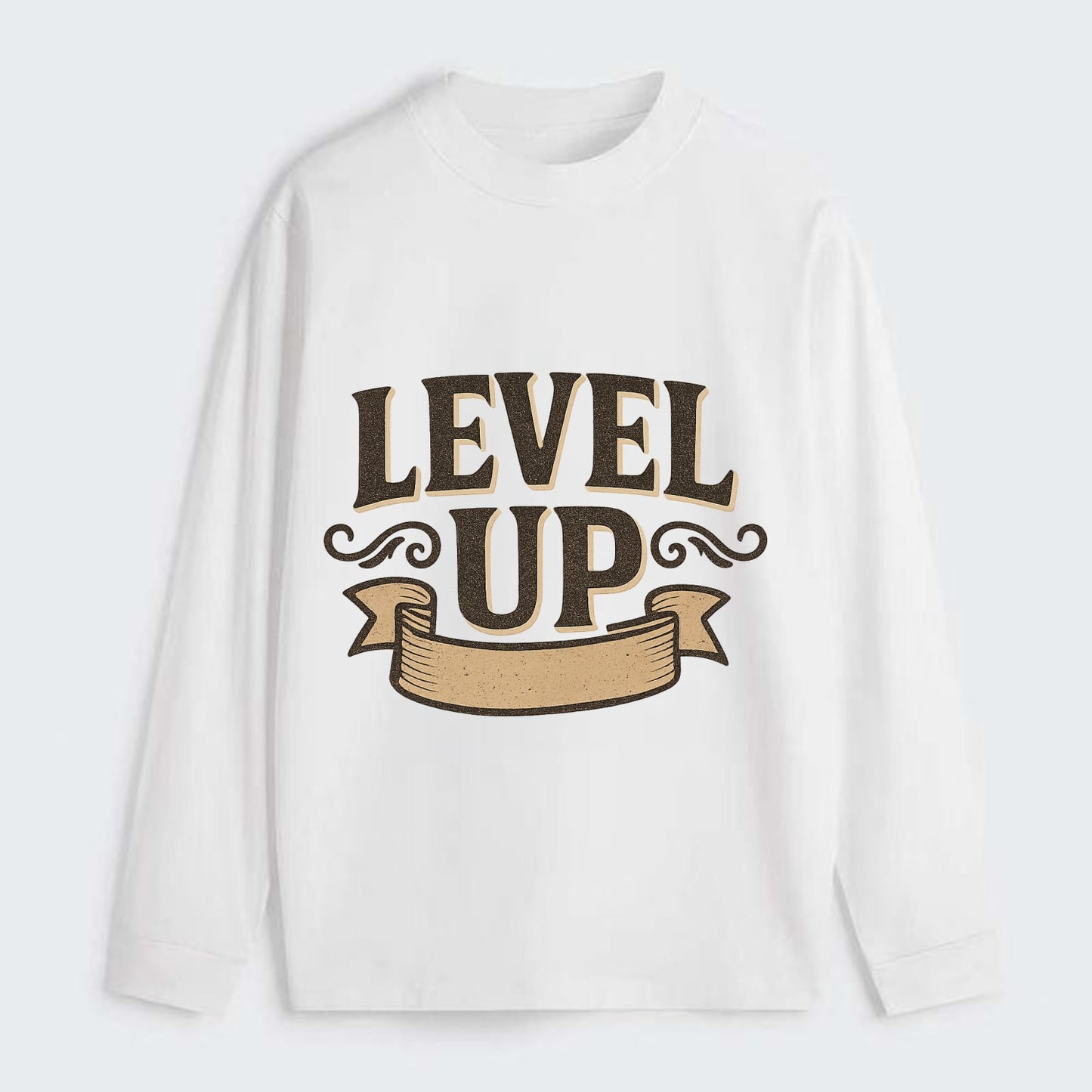 Bold typography design - "LEVEL UP" - improving, advancing, growing - Classic Long Sleeve Shirt - White